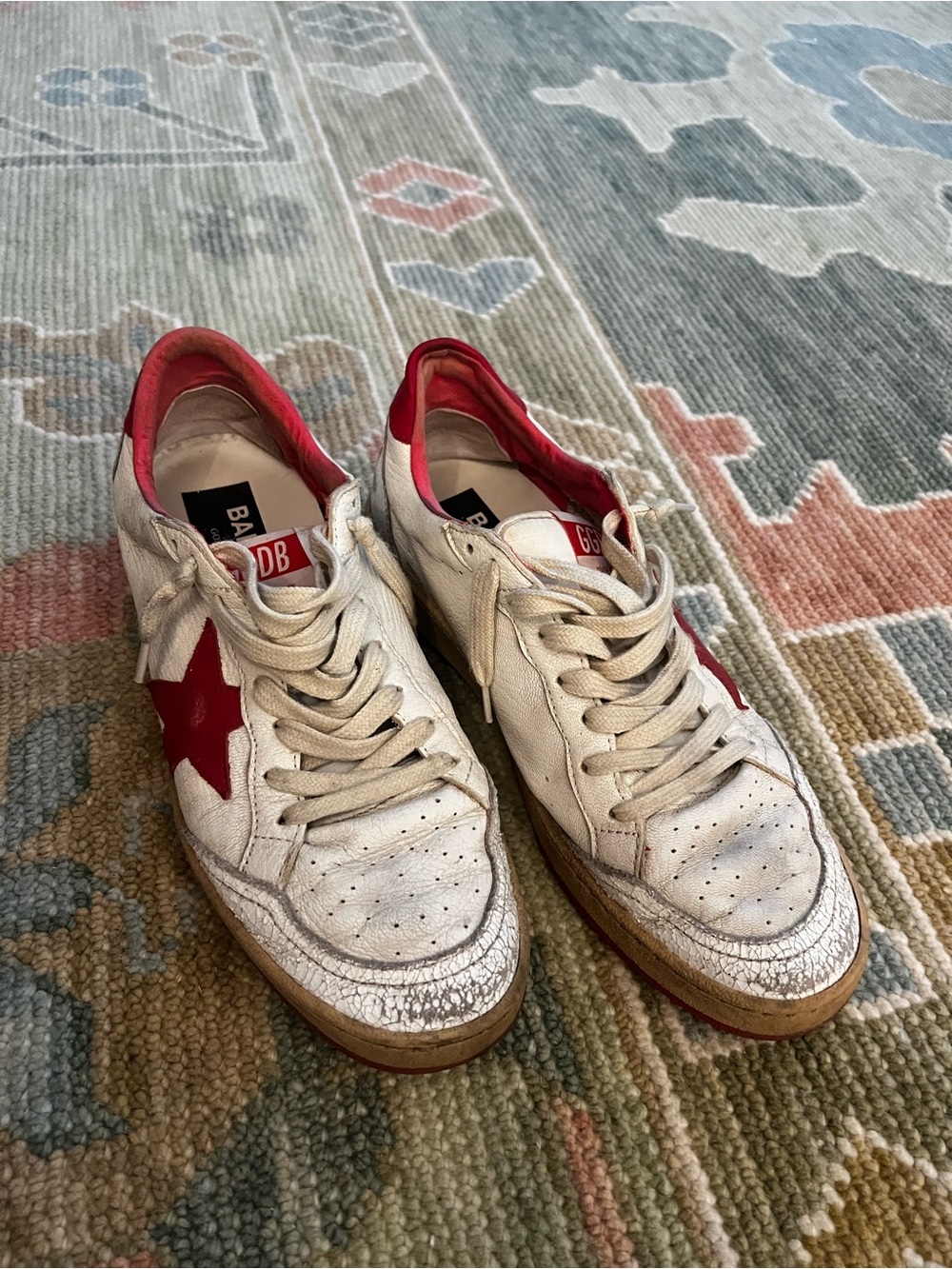 Golden Goose Ball Star White Red Leather Sneakers Women’s Size 8